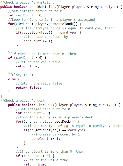 Screenshot of the check wasteland method and the first part of the check display deck method of the key function class