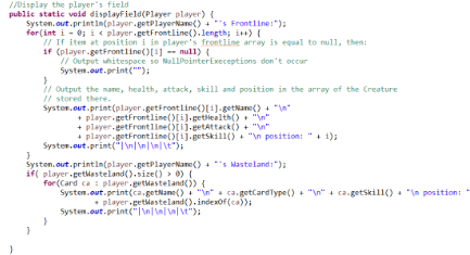 Screenshot of the display field method method of the key function class