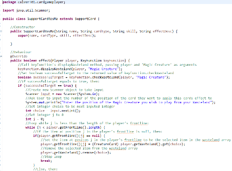 Screenshot of the constructor and the first part of the effect behaviour method of the support card res ma class